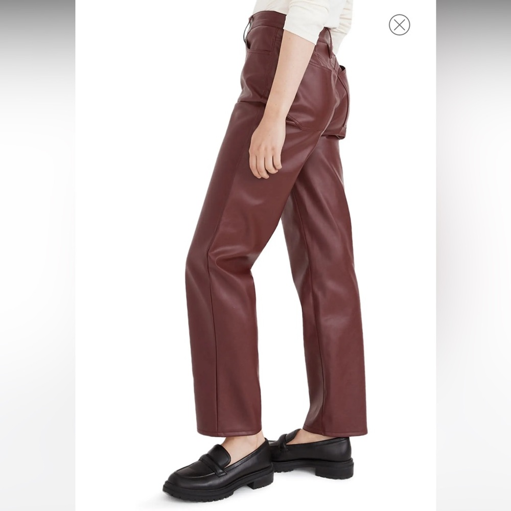 Madewell The Perfect Vintage Straight Jean: Faux Leather Edition Dark Cabernet